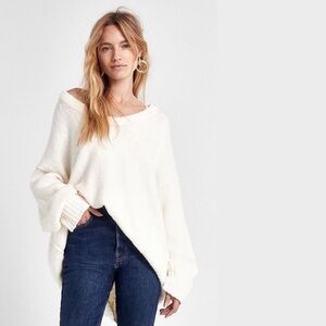 ❌SOLD❌ FREE PEOPLE Brookside Tunic Sweater Scoop Neck Oversize Desert Ivory
